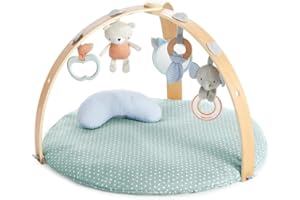 Ingenuity Cozy Spot Reversible Duvet Activity Gym & Play Mat with Wooden Bar - Loamy, Ages Newborn +