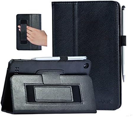 Amazon Fire case, i-UniK Amazon Fire 7" Display Wi-Fi 8 GB Tablet 5th Generation 2015 Release Classic Leather Case Bonus Stylus Pen (Black)