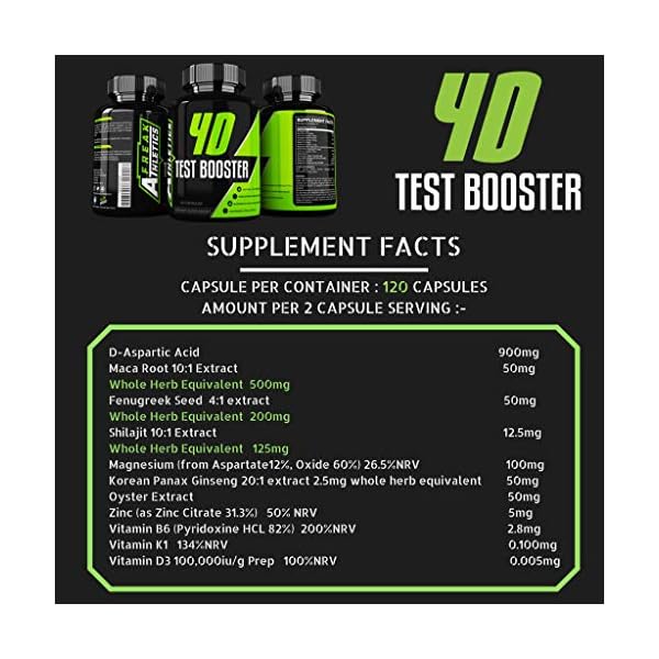 4D Test Booster - Testosterone Booster by Freak Athletics - 120 Capsules - Test Booster for Men Made in The UK -