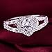Alonea Women Heart-Shaped Ring, Zircon Ring Wedding Ring Diamond Promise Rings For Her Size 6-9 (Silver 7)