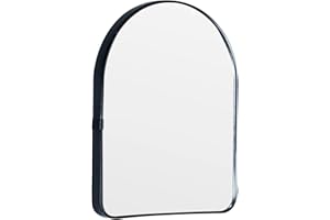 Funly mee Arched Wall Mirror, Wall-Mounted Plastic Mirror, for Bathroom and Vanity (Black, 11.8 x 15.8)