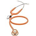 MDF Instruments, MD One Stainless Steel Stethoscope, Adult, Orange Tube, Silver Chestpieces-Headset, MDF77727