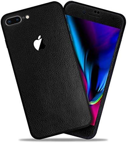 Black Leather Texture Protective Skin Decal for Apple iPhone 8 Plus Sticker Wrap Cover 2 Pack by GolemGuard, Version 10