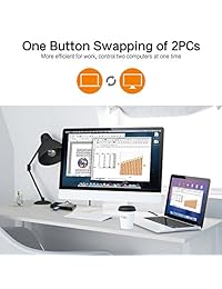 Conmutador USB 3.0 de 4 puertos, 2 computadoras conmutador KVM de compartición periférica, selector USB KM adaptador Hub PC, Impresora, Escáner, Ratón, Teclado en casa, Oficina SOHO