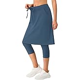 ANIVIVO Skirted Leggings for Women with Pockets,Athletic 22" Knee Length Skirt with Capri Leggings