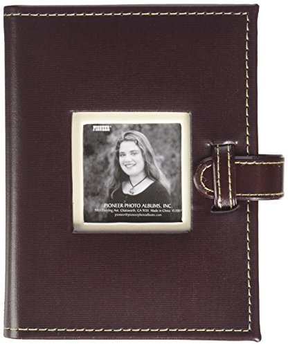 Pioneer Photo Albums 24 Pocket Sewn Leatherette Frame Cover Album with Strap Closure for 4 by 6-Inch Prints, Dark Brown