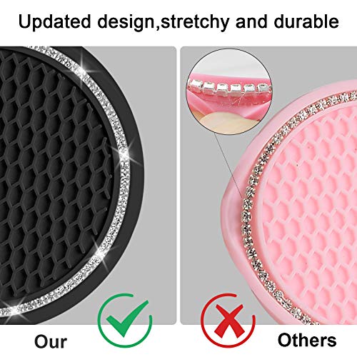 Bling Car Coaster, SHANSHUI 6 Pack Universal Vehicle Cup Holders for Car Cute Silicone Anti-Slip Insert Coaster Crystal… - Image 3