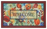 Mohawk Home Doorscapes Stain Glass Flowers All All Weather Rubber Durable Non Slip Entry Way Indoor/Outdoor Welcome Door Mat, 18 x 30 Inch,