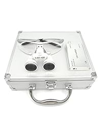 superelight 3.5 x 420 mm Distancia de Trabajo quirúrgico Binocular Loupes vidrio Óptico con lámpara LED Head Light + Caja de aluminio plata