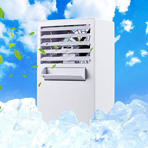 SUPOW Air Humidifier Cooler, Desktop Bladeless Fan Mini 9.5 inch Noiseless Small Air Conditioner for Summer. (WHITE)