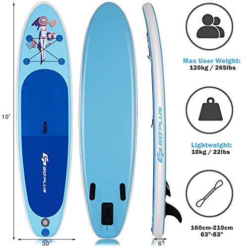 Goplus Inflatable Stand up Paddle Board iSUP Cruiser 6" Thickness iSUP