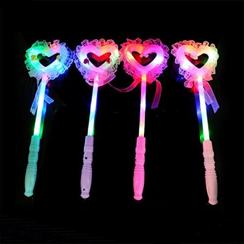 GshoppingLife 2018 Fashion Kids LED Light-Up Love Heart Shaped Stick Cute Fairy Light Magic Wand Sticks Kids Girls Toys ( 4Pcs)