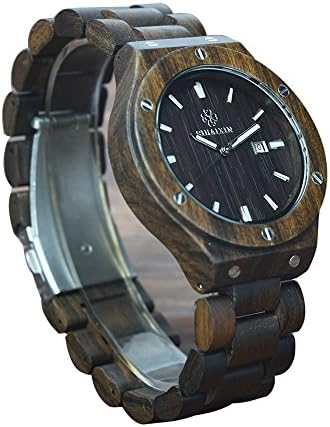 SIHAIXIN Ebony Wood Watch for Men JungleTech Handcrafted Wrist Watch Men with Wood Strap Luminous Pointers