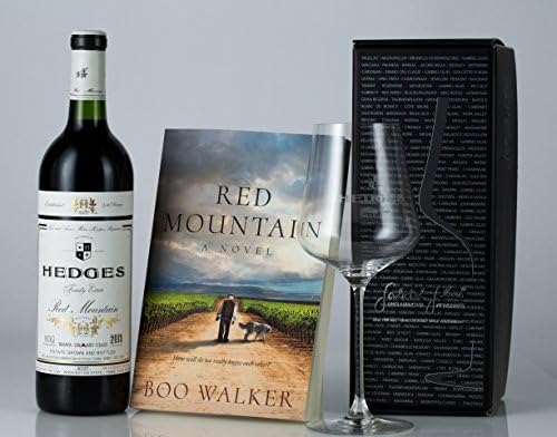 Hedges Family Estate The Lone Reader Gift Set with 1 etched Gabriel Glas glass (finest stemware on earth) and Red Mountain, A Novel, 1 X 750 mL