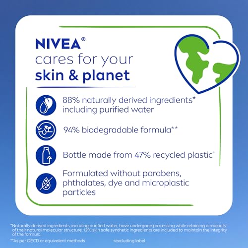 NIVEA NOURISHING CARE BODY WASH WITH NOURISHING SERUM, MOISTURIZING BODY WASH FOR WOMEN, ENRICHED WITH PROVITAMIN B5 AND VITAMIN E, 20 FL OZ BOTTLE