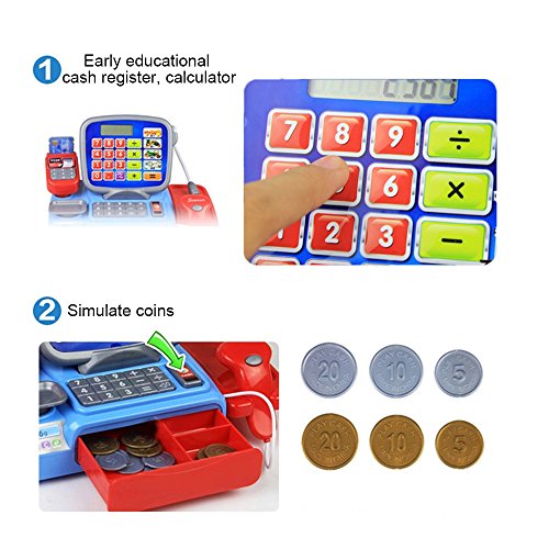 image for Electronic Kids Cash Register Moonvvin Pretend Play Supermarket Shop T