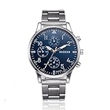 Fashion Man Crystal Stainless Steel Analog Quartz Wrist Watch,Outsta Gift Watches Round Case Wristwatches (A)