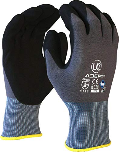 UCI Adept-PC Nylon & Lycra Blend Soft Stretchy Nitrile Foam Coated Work Gloves (10 / XL)