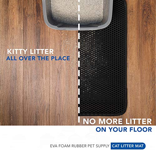 Cat Litter Trapping Mat for Indoor Cats - Double-Layer, Anti-Tracking, Non-Slip Kitty Litter Catching Trapper Pad with Honeycomb Design - Large, Waterproof Trap Mats for Pets, Floor Protection - Thumbnail 3