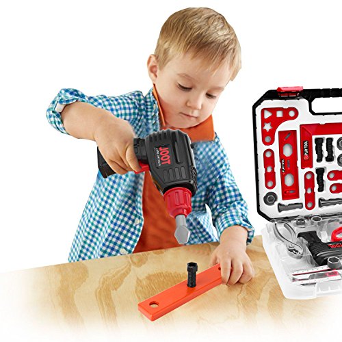 Kids Pretend Play Tools Set, 36 Pieces Boys Construction Play Tools kit in Sturdy Case, Toy Tools Set for Toddlers