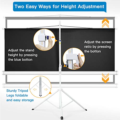 image for PERLESMITH Projector Screen with Stand 100 Inch 4K Ultra HD 16:9 Porta