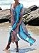 Rainlover Women's Printed Turkish Kaftans Beach Bikini Cover up Dress, Blue