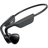 Bone Conduction Headphones,Open Ear Headphones Bluetooth 5.3 with Mic,Bone Conduction Earbuds 12Hrs Playtime,IPX7 Sweatproof Waterproof Earphones for Rufor Running, Walking, Cycling (Glossy Black)