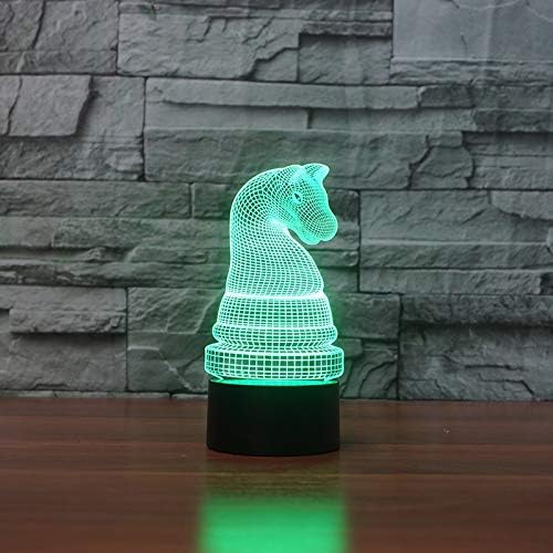 XIAOYEDENGXIN 3D Chess Styling Table Lamp 7 Color Change Nightlight Horse Chess Led Lamp Gift Bedside Sleep Lighting Bedroom Decor