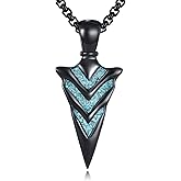 YAFEINI Arrowhead Necklace Sterling Silver Turquoise Black Arrow Pendant Arrowhead Jewelry for Women Men
