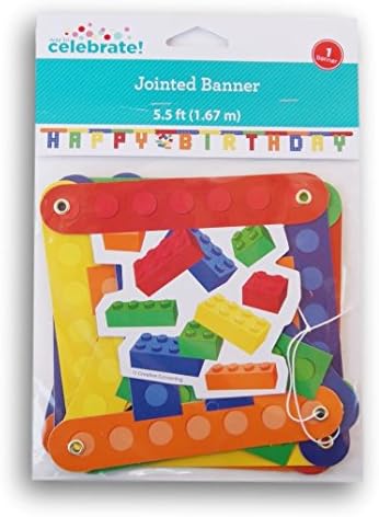 Colorful Building Bricks Blocks Party Jointed Happy Birthday Banner - 5.5 Feet