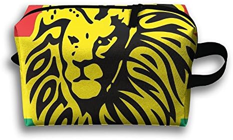 Black Yellow Lion Head Flag Travel Makeup Bag Funny 3D Printing Girl's Multifunction Case
