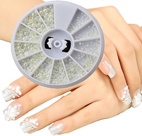 Garrelett Nail Art 3D Half Round Pearl Beads Sizes 3/2/1.5MM with Wheel For Decoration Manicure Tips