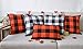 4TH Emotion Set of 2 Farmhouse Buffalo Check Plaid Throw Pillow Covers Cushion Case Polyester Linen for Fall Halloween Home Decor Orange and Black, 18 x 18 Inches