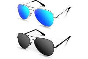 MOTOEYE SUMMER SALE - Aviator - Polarized Sunglasses for Kids Girls Boys Children Pack of 2 from 4 to 14 years old