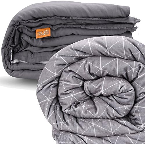 rocabi Cooling Weighted Blanket Set for Adults | A Queen Size Anxiety Blanket Made From Breathable, Cooling Bamboo Fabric | Includes Winter &amp; Summer Washable Covers | 60x80 | 20 lbs
