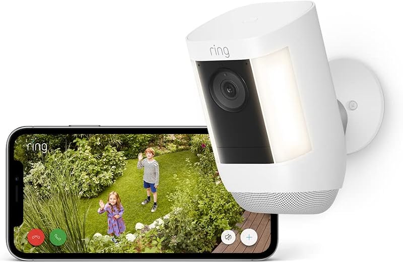 Ring Spotlight Cam Pro Battery 2K Video 3D Motion Bird's Eye View LED Lights