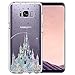 Unov Case Compatible with Galaxy S8 Clear with Design Soft TPU Shock Absorption Slim Embossed Pattern Protective Back Cover (Watercolor Castle)