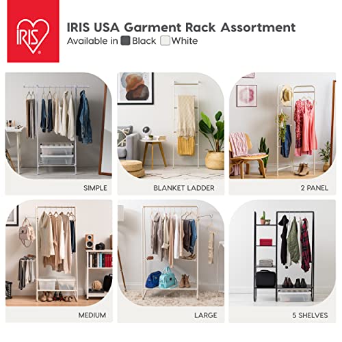 IRIS USA Clothing Rack, Clothes Rack with 4 Wood Shelves, Freestanding