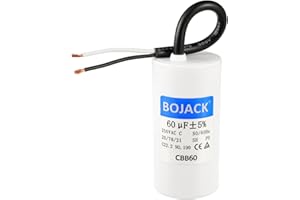BOJACK Run Capacitor 60 uF MFD 250V AC 60 MFD CBB60 2 Wire 50/60Hz Cylinder Motor Run Capacitor for Motor Blower air Compressor and air Conditioner Compressor Replacement Part