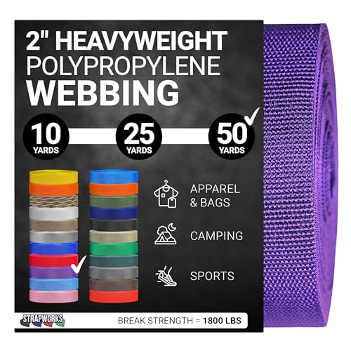 Strapworks Heavyweight Polypropylene Webbing - Heavy Duty Poly Strapping for Ou…