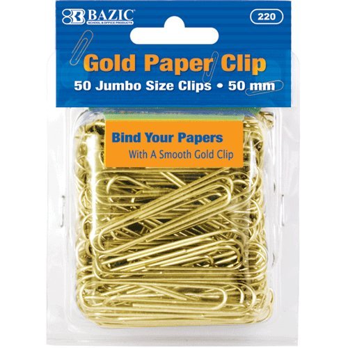 Amazon.com : Jumbo (50mm) Gold Paper Clips Set Quantity: Case of 24