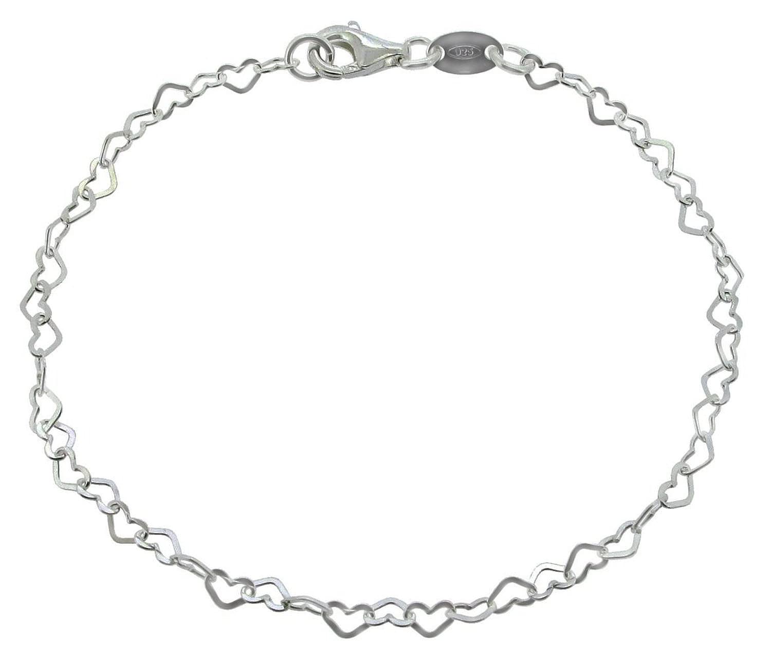 Designer Inspirations Boutique 9.5 Inch Chain of Continuous Small Open Hearts Sterling Silver Anklet/Ankle Bracelet/Ankle Chain - 9.5" Inch / 24 cm - Anklets for Women