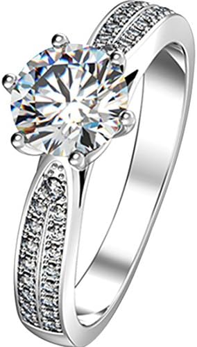 THREE MAN 2CT Star Brilliant Sterling Silver Ring for Women NSCD Simulated Diamond Engagement Ring