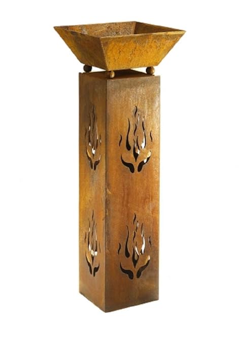 Linoows Edelrost Dekosaule Mit Feuerschale Rost Pflanzen Saule