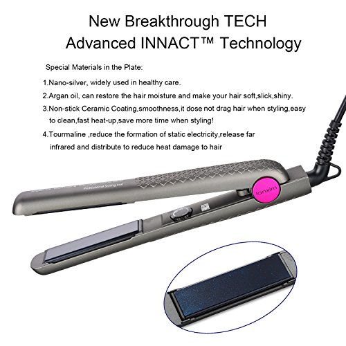 Lanxim Professional Argan Oil Flat Iron 1 Inch Auto Shut Off Ceramic