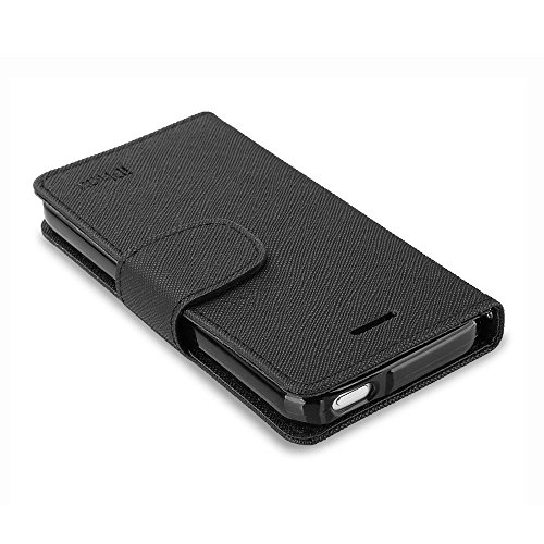 iPhone SE Case, iPhone 5S Case, IPHOX Magnetized Closure Card Slots Money Pouch, Retro Leather Wallet Case Purse Protective Cover Stand Feature Flip Book Case for iPhone 5s/5/SE (Black) - Thumbnail 5