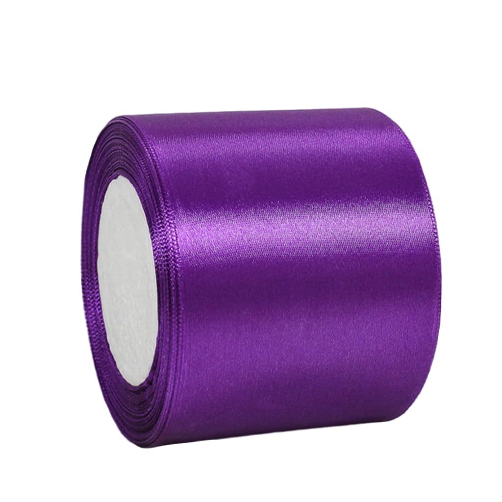 Wide Purple Ribbon 100mm Satin Ribbons for Gift Wrapping,22m 3.9Inch Cake Ribbon Silk Thick Ribbons Purple for Crafting,Halloween,Xmas Party,Wedding Car,Hair Bows,Cake Decorations