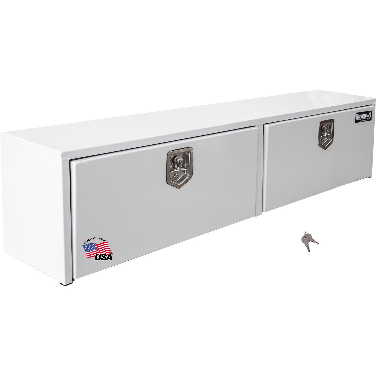 Photo 1 of ***MINOR SCRATCHES ****Buyers Products 1702850 White Steel Topsider Truck Box With T-Handle Latch, 16 x 13 x 88 Inch, Truck Tool Box For Storage And Organization, Lockable Tool Chest For Work Trucks