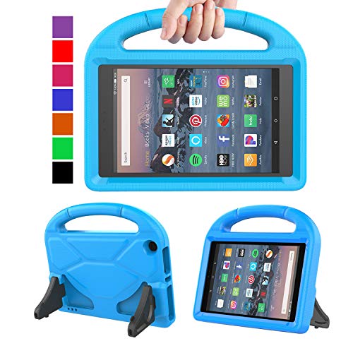 MENZO Kids Case for Amazon All-New Fire HD 8 2018/2017, Light Weight Shockproof Handle Stand Kids Friendly Case for Fire HD 8 Inch (2017 and 2018 Releases) Tablet, Blue