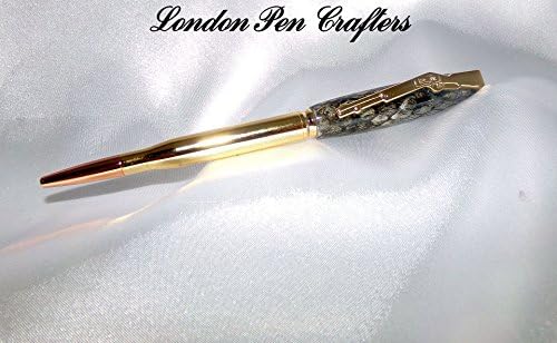Hand Crafted SlimTwist Bullet Cartridge Ballpoint Pen w/Gold and Rose Gold Hardware&amp; Rattle Snakeskin